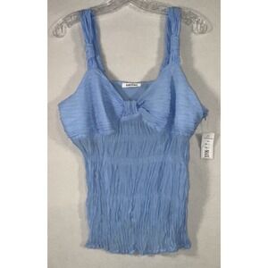 Kaelyn Max Light Blue Sleeveless Crinkled Blouse Women's Size L Fairy Whimsi